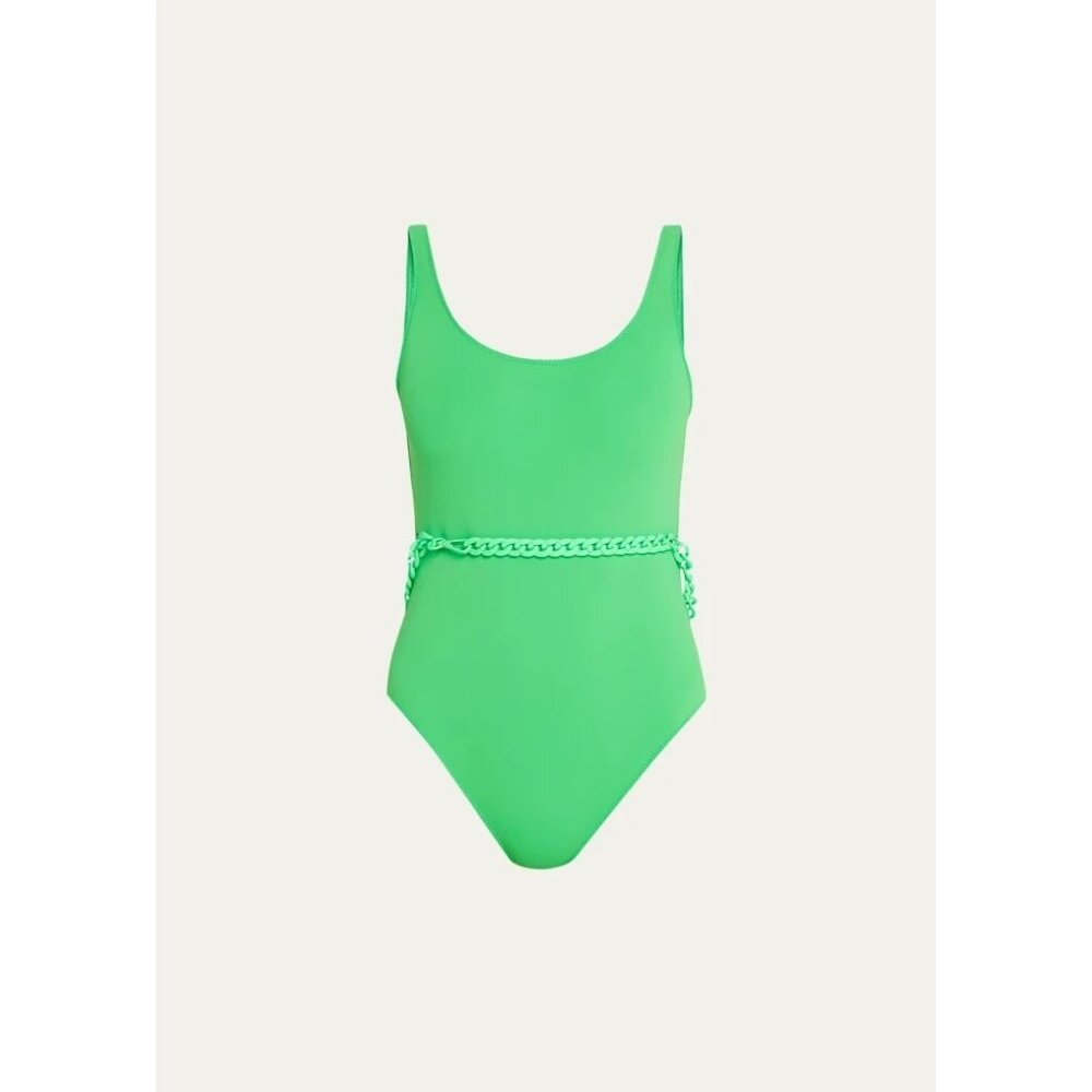 Solid & Striped The Annemarie Belted One Piece Swimsuit Green Large New